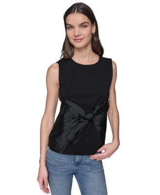 KARL LAGERFELD PARIS - Women's Sleeveless Large-Bow Top