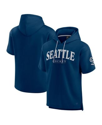 Fanatics - Men's  Deep Sea Blue Seattle Kraken Elements Ready Short Sleeve Pullover Hoodie