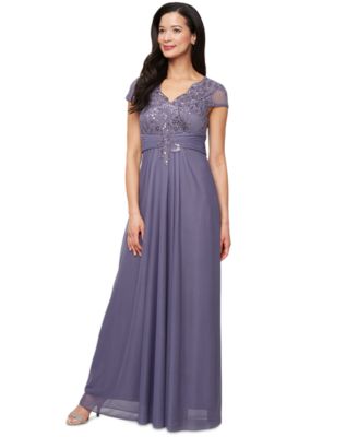 Alex Evenings - Women's Embellished Short-Sleeve Gown