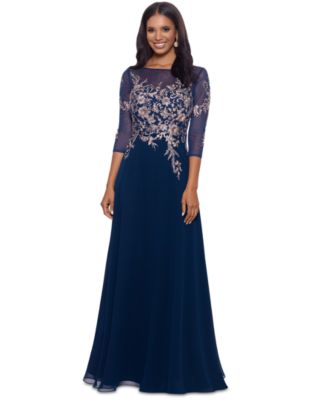 Betsy & Adam - Petite Floral-Embroidered Mesh Gown