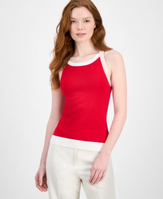 T Tahari - Women's Colorblock Ribbed Sleeveless Top