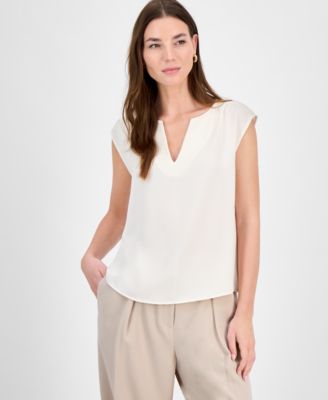 Bar III - Women's Split-Neck Sleeveless Top