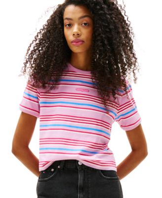 Tommy Jeans - Women's Regular Fit Script Stripe Logo Tee