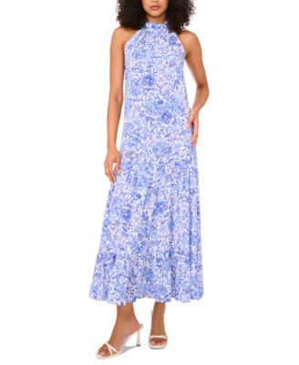 MSK - Women's Printed Halter Sleeveless Maxi Dress