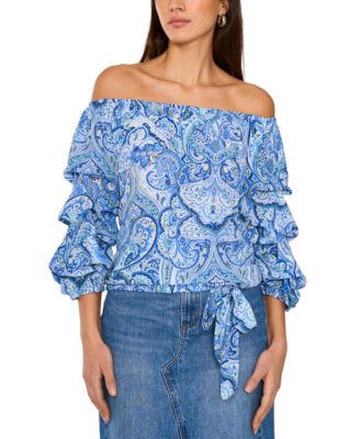 Vince Camuto - Women's Off-the-Shoulder Tied-Hem Blouse