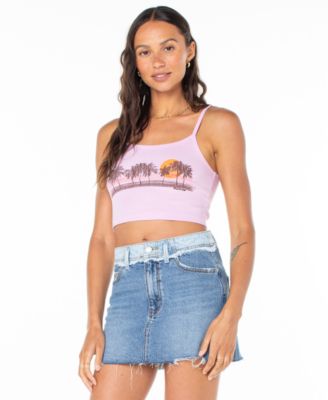 Roxy - Juniors' Palm Stripe Graphic Cropped Tank Top