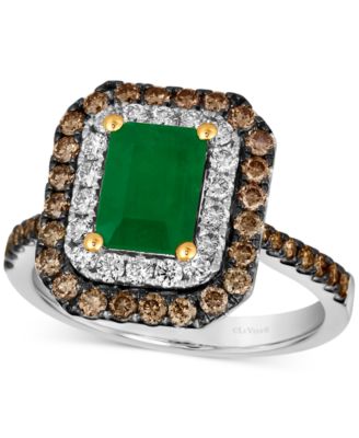 Le Vian - Costa Smeralda Emeralds™ (1-1/5 ct. t.w.) & Diamond Double Halo Ring in 14k White Gold