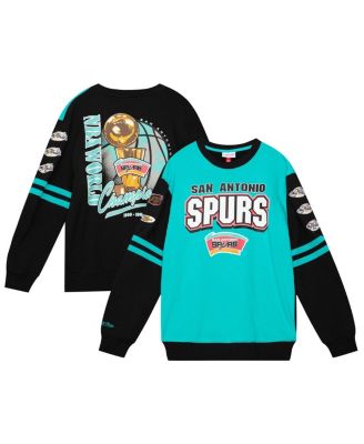 Mitchell & Ness - Men's Turquoise San Antonio Spurs All Over Pullover Sweatshirt