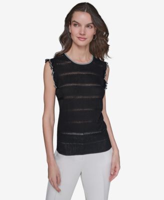 KARL LAGERFELD PARIS - Women's Pointelle Knit Sleeveless Top