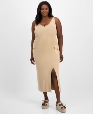 Madden Girl - Trendy Plus Size Cargo Pocket Sleeveless Midi Dress