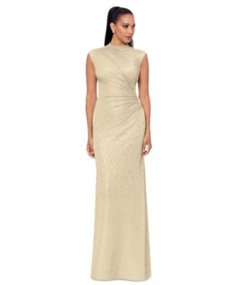 Betsy & Adam - Petite Ruched Metallic Crinkle Gown