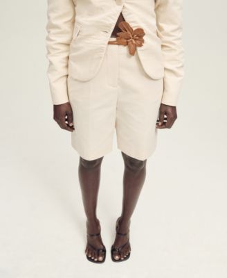 MANGO - Women's Linen-Blend Suit Bermuda Shorts
