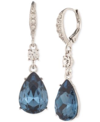 Givenchy - Silver-Tone Pear-Shape Color Crystal Drop Earrings