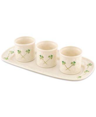 Belleek Pottery - Shamrock 4-Pc. Porcelain Tapas Set