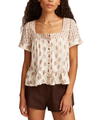 Lucky Brand - Women's Block Print Button-Front Top