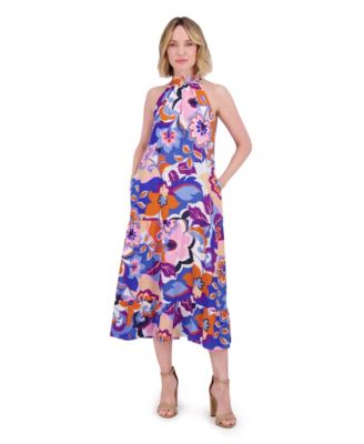 Eliza J - Women's Printed Halter Midi Dress