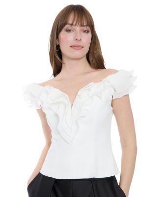 Muse - Women's Scuba Crepe Ruffled-Neckline Top