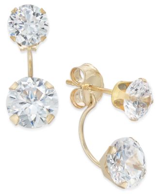 Macy's - Cubic Zirconia Peekaboo Front and Back Earrings in 10k Gold