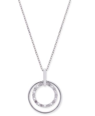 Macy's - Diamond Double Circle 18" Pendant Necklace (1/10 ct. t.w.) in Sterling Silver