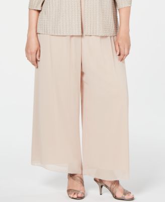 Alex Evenings - Plus Size Wide-Leg Chiffon Pants