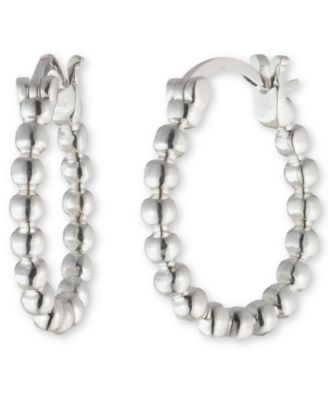 Ralph Lauren - Small Beaded Hoop Earrings in Sterling Silver