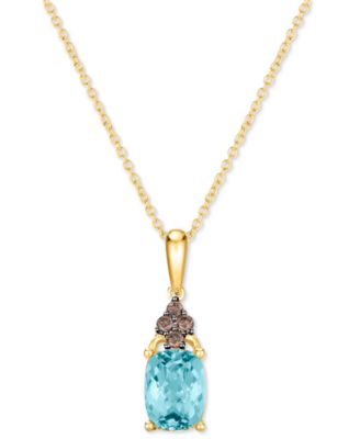 Le Vian - Sea Blue Aquamarine (1-1/6 ct. t.w.) & Chocolate Diamond (1/10 ct. t.w.) 18" Pendant Necklace in 14k Gold