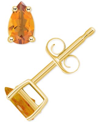 Macy's - Citrine Pear Stud Earrings (3/8 ct. t.w.) in 14k Gold