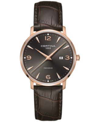 Certina - Unisex Swiss DS Caimano Brown Leather Strap Watch 39mm