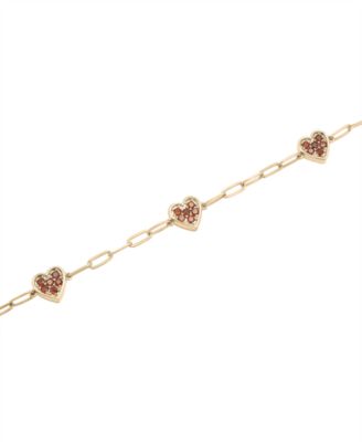 Macy's - Garnet Heart Cluster Ankle Bracelet (3/4 ct. t.w.) in 14k Gold-Plated Sterling Silver