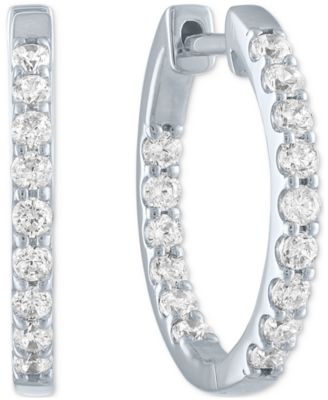 Forever Grown Diamonds - Lab Grown Diamond In & Out Small Hoop Earrings (3/4 ct. t.w.) in Sterling Silver