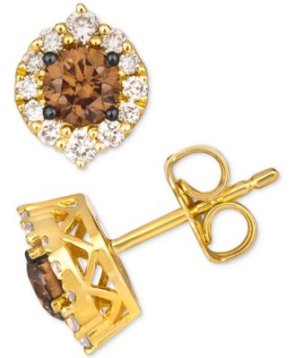 Le Vian - Chocolate Diamond & Nude Diamond Halo Stud Earrings (3/4 ct. t.w.) in 14k Gold