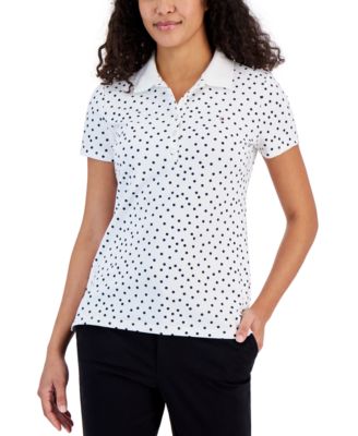 Tommy Hilfiger - Women's Dot-Print Quarter-Button Polo Top