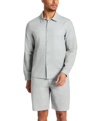 Kenneth Cole - Men's 4-Way Stretch Water-Resistant Printed Seersucker Shirt Jacket