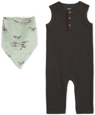 Carter's - Baby Boys Drop Needle Jumpsuit & Bandana Bib, 2 Piece Set
