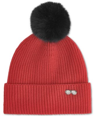 KARL LAGERFELD PARIS - Women's Sunglasses Pin Faux-Fur Pom Beanie