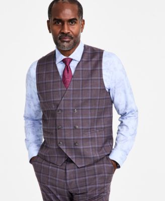Tayion Collection - Men's Regular-Fit Plaid Suit Vest