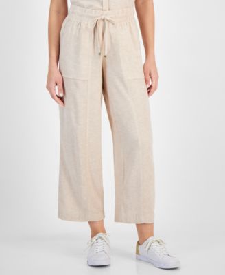 Tommy Hilfiger - Women's Linen-Blend Wide-Leg Drawstring Pants