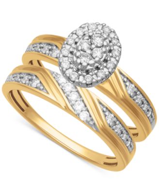 Macy's - Diamond Oval Halo Cluster Bridal Set (1/3 ct. t.w.) in 14k Gold