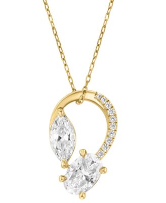 EFFY Collection - Lab Grown Diamond Mixed-Cut Swirl Pendant Necklace (2-1/2 ct. t.w.) in 14k Gold, 16-1/2" + 1-1/2" extender