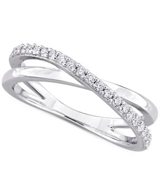 Macy's - Moissanite Crossover Statement Ring (1/4 ct. t.w.) in Sterling Silver