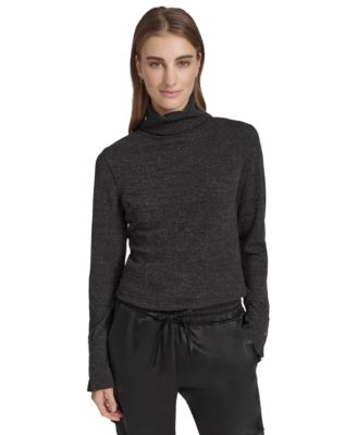 Marc New York - Women's Metallic Ribbed Turtleneck Top