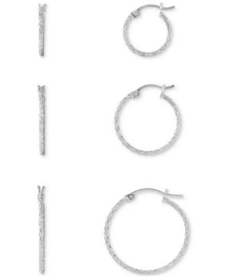 Macy's - 3-Pc. Set Diamond Cut Click Top Hoop Earrings in 18K Gold Over Sterling Silver or Sterling Silver