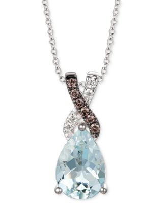 Le Vian - Aquamarine (1-1/2 ct. t.w.) & Diamond (1/10 ct. t.w.) 18" Pendant Necklace in 14k White Gold