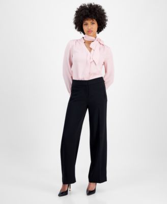 Bar III - Women's High Rise Wide-Leg Crepe Pants