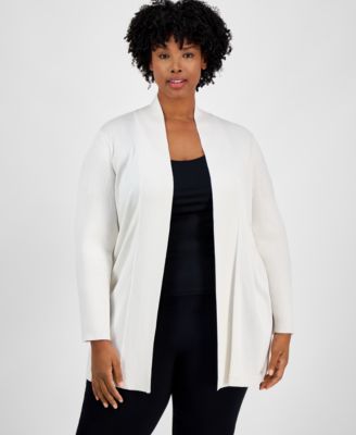 Anne Klein - Plus Size Sonoma Open-Front Long-Sleeve Cardigan