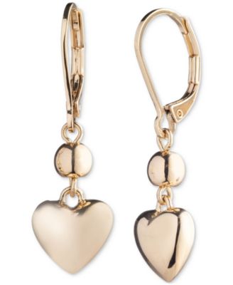 Lauren Ralph Lauren - Gold-Tone Puffy Heart Drop Earrings