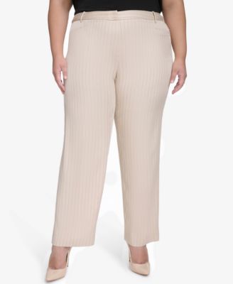 DKNY - Plus Size Pinstriped Modern-Fit Bootcut Pants