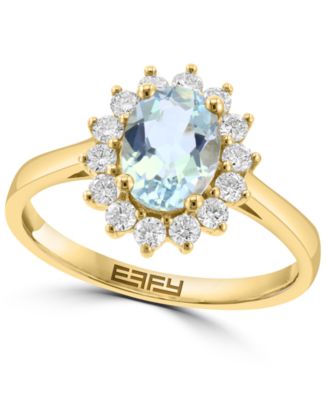 EFFY Collection - Diamond (3/8 ct. t.w.) & Aquamarine (1 ct. t.w.) Ring in 14k Gold