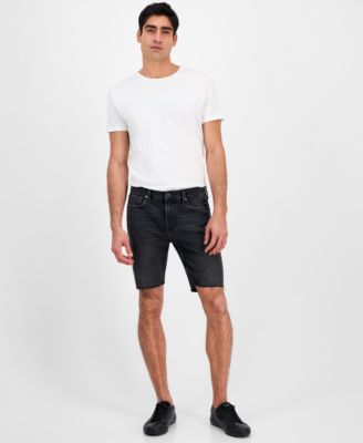GUESS - Men's Logan Slim Fit Denim Raw Edge 9" Shorts