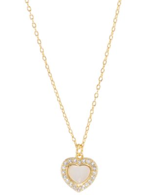 Macy's - Rose Quartz (1/3 ct. t.w.) & White Topaz (1/4 ct. t.w.) Heart Pendant Necklace in 14k Gold Over Sterling Silver, 18"